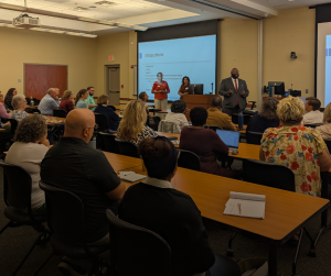 Jamee Rodgers, PhD., CEO of The Community Foundation, leading September's Nonprofit Leadership Series Workshop.